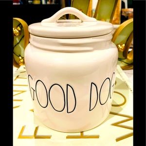 Rae Dunn new white dog treat jar
